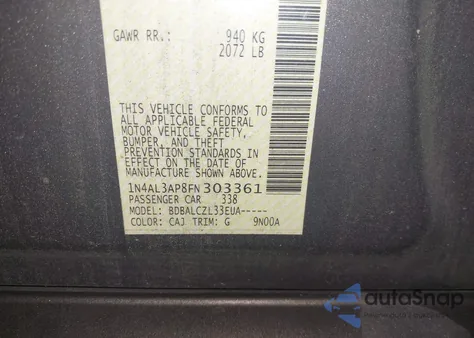 2015 Nissan Altima 2.5/2.5 S/2.5 Sl/2.5 Sv from USA, damaged, VIN 1N4AL3AP8FN303361